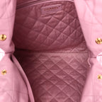 Shiny Calfskin Quilted Chanel 22 Drawstring Bag Pink