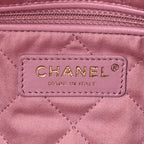 Shiny Calfskin Quilted Chanel 22 Drawstring Bag Pink