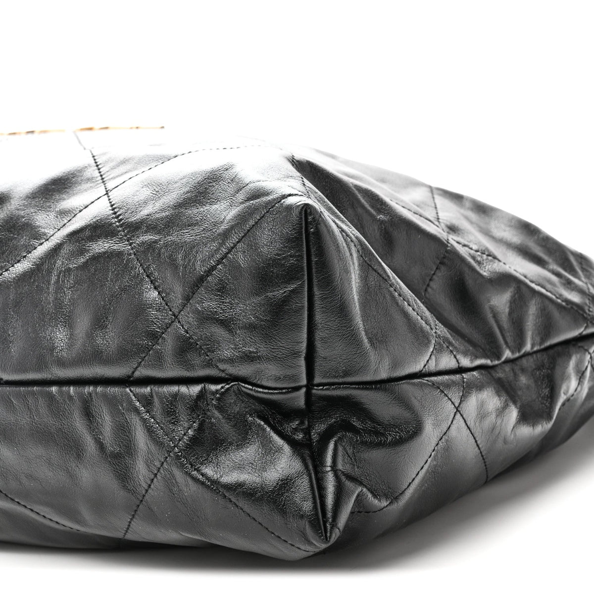 Shiny Calfskin Quilted Large Chanel 22 East West Black
