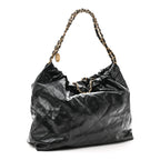 Shiny Calfskin Quilted Large Chanel 22 East West Black