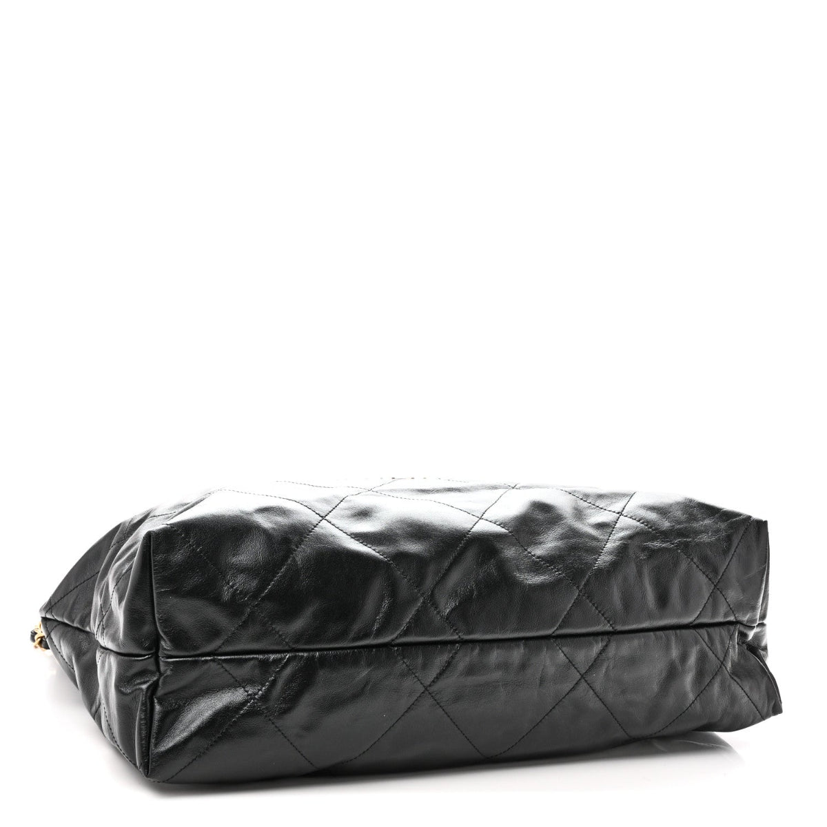 Shiny Calfskin Quilted Large Chanel 22 East West Black