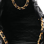 Shiny Calfskin Quilted Large Chanel 22 East West Black