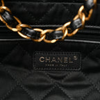 Shiny Calfskin Quilted Large Chanel 22 East West Black