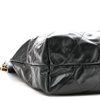 Shiny Calfskin Quilted Large Chanel 22 East West Black
