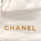 Shiny Calfskin Quilted Mini Chanel 22 White