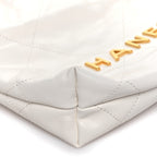 Shiny Calfskin Quilted Mini Chanel 22 White
