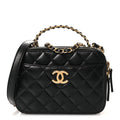Shiny Calfskin Quilted Small Pick Me Up Vanity Case Black