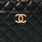 Shiny Calfskin Quilted Small Pick Me Up Vanity Case Black