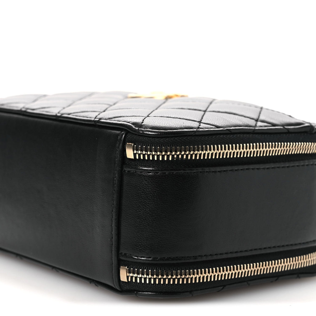 Shiny Calfskin Quilted Small Pick Me Up Vanity Case Black