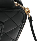 Shiny Calfskin Quilted Small Pick Me Up Vanity Case Black