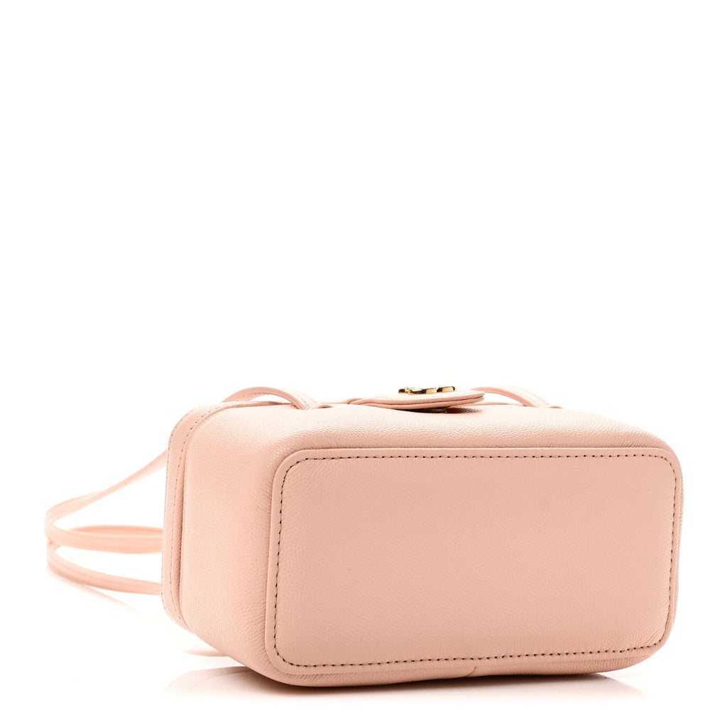 Shiny Caviar Preppy Coco Long Vanity With Strap Light Pink