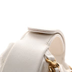 Shiny Caviar Quilted Bow Pouch Hobo White