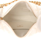 Shiny Caviar Quilted Bow Pouch Hobo White
