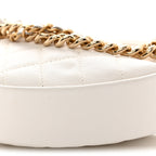 Shiny Caviar Quilted Bow Pouch Hobo White