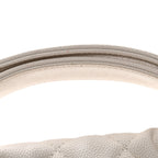 Shiny Caviar Quilted Bow Pouch Hobo White