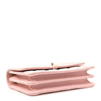 Shiny Caviar Quilted Flap Charm Wallet On Chain WOC Light Pink