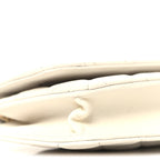 Shiny Caviar Quilted Flap Charm Wallet On Chain WOC White