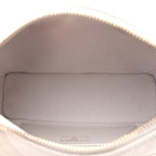 Shiny Caviar Quilted Hobo Clutch With Chain Light Grey