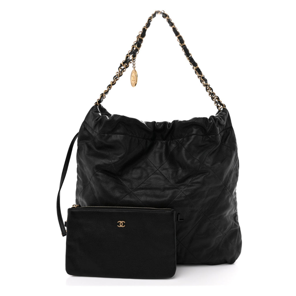 Shiny Caviar Quilted Monochrome Small Chanel 22 Black