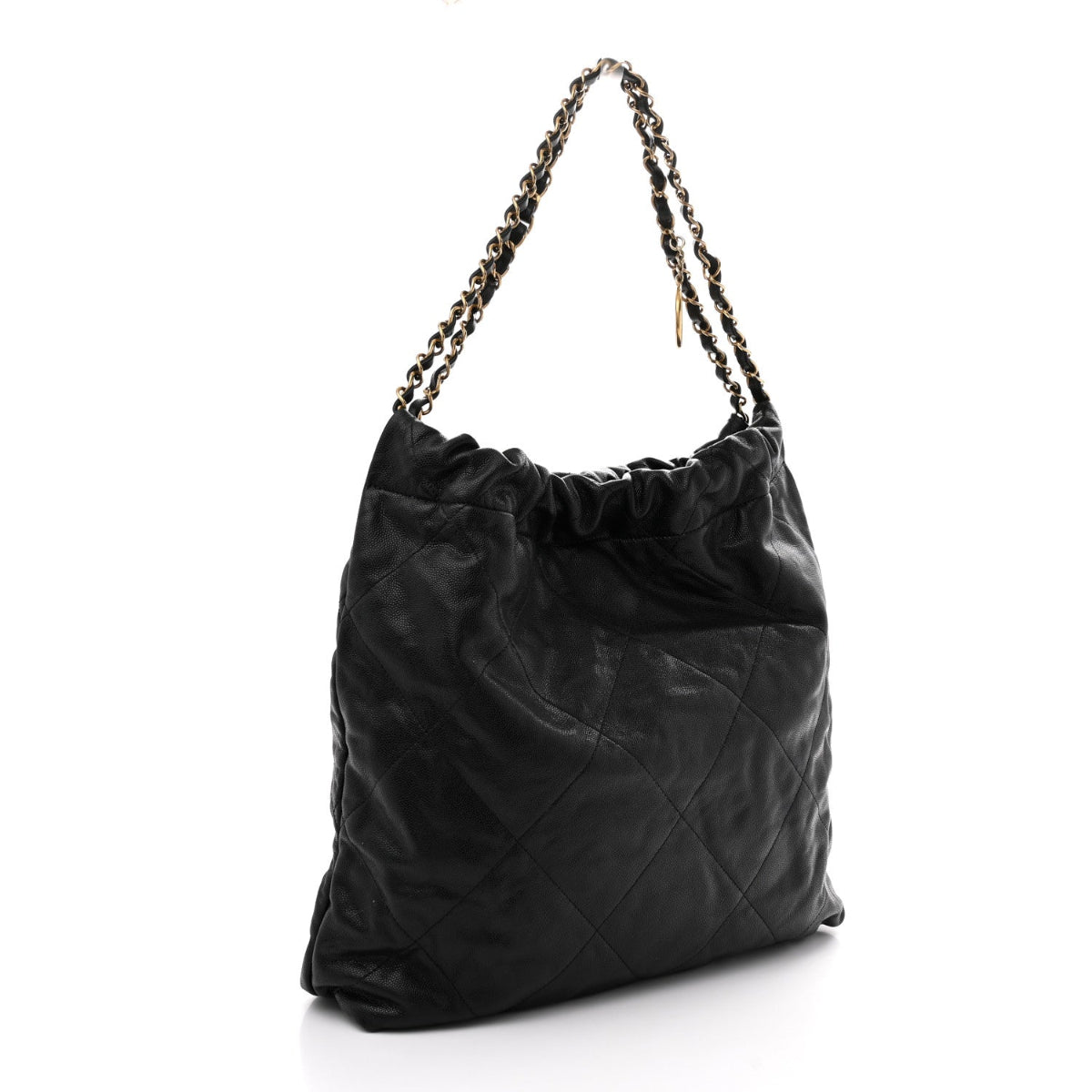 Shiny Caviar Quilted Monochrome Small Chanel 22 Black