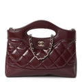 Shiny Crumpled Calfskin Quilted Nano 31 Shopping Bag Burgundy