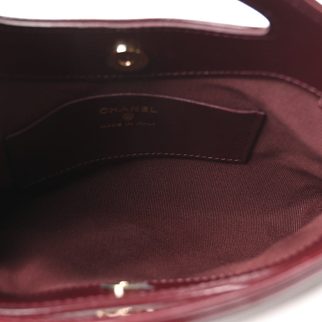 Shiny Crumpled Calfskin Quilted Nano 31 Shopping Bag Burgundy