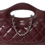 Shiny Crumpled Calfskin Quilted Nano 31 Shopping Bag Burgundy