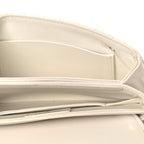 Shiny Lambskin Flap Clutch With Chain White