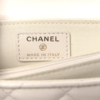 Shiny Lambskin Flap Clutch With Chain White