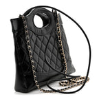 Shiny Lambskin Quilted Mini 31 Shopping Bag Black