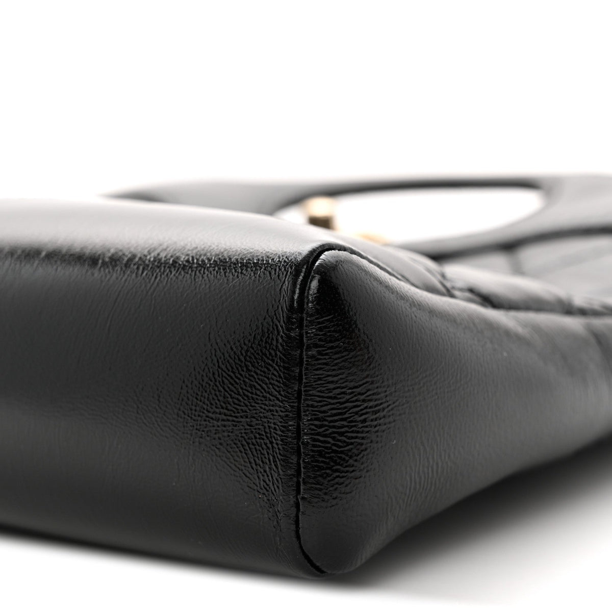 Shiny Lambskin Quilted Mini 31 Shopping Bag Black