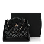 Shiny Lambskin Quilted Mini 31 Shopping Bag Black