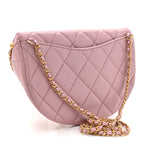Shiny Lambskin Quilted Pearl Logo Waist Bag Light Pink