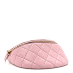 Shiny Lambskin Quilted Pearl Logo Waist Bag Light Pink