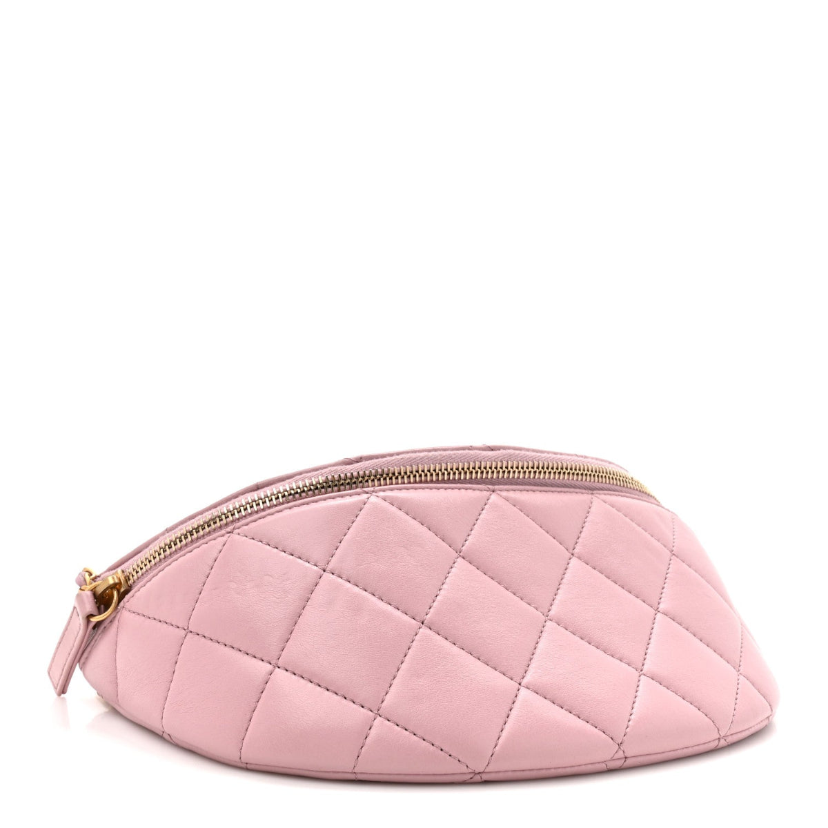 Shiny Lambskin Quilted Pearl Logo Waist Bag Light Pink