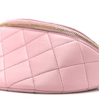 Shiny Lambskin Quilted Pearl Logo Waist Bag Light Pink