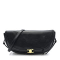Shiny Lambskin Soft Triomphe Little Half Moon Bag Black