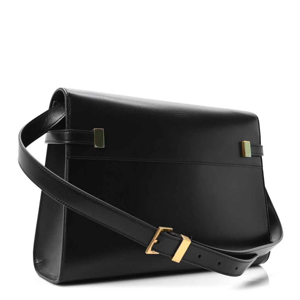 Smooth Calfskin Manhattan Shoulder Bag Black