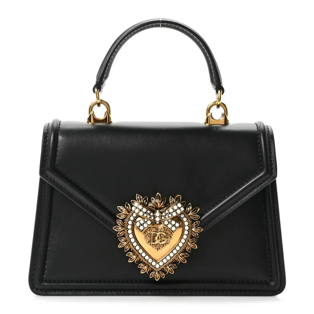 Smooth Calfskin Small Devotion Envelope Top Handle Bag Black
