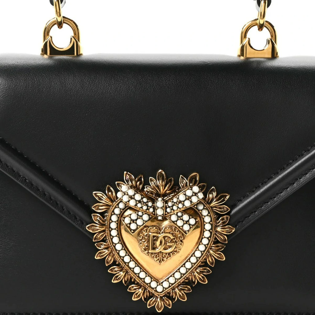 Smooth Calfskin Small Devotion Envelope Top Handle Bag Black