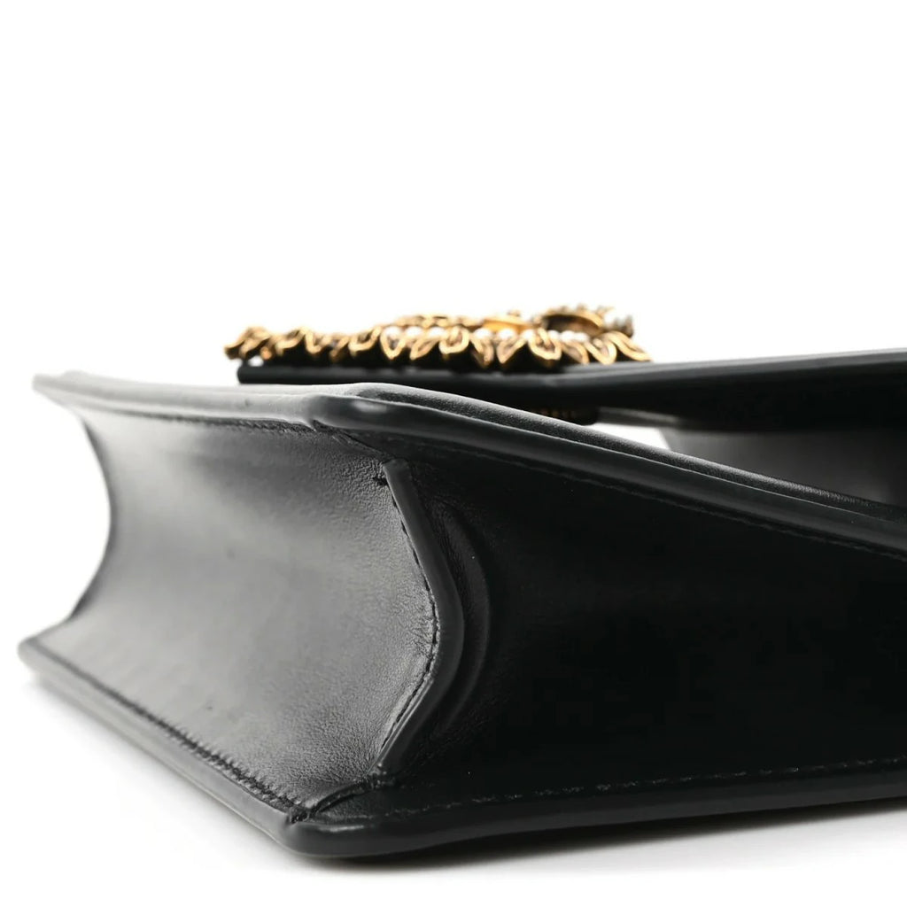 Smooth Calfskin Small Devotion Envelope Top Handle Bag Black