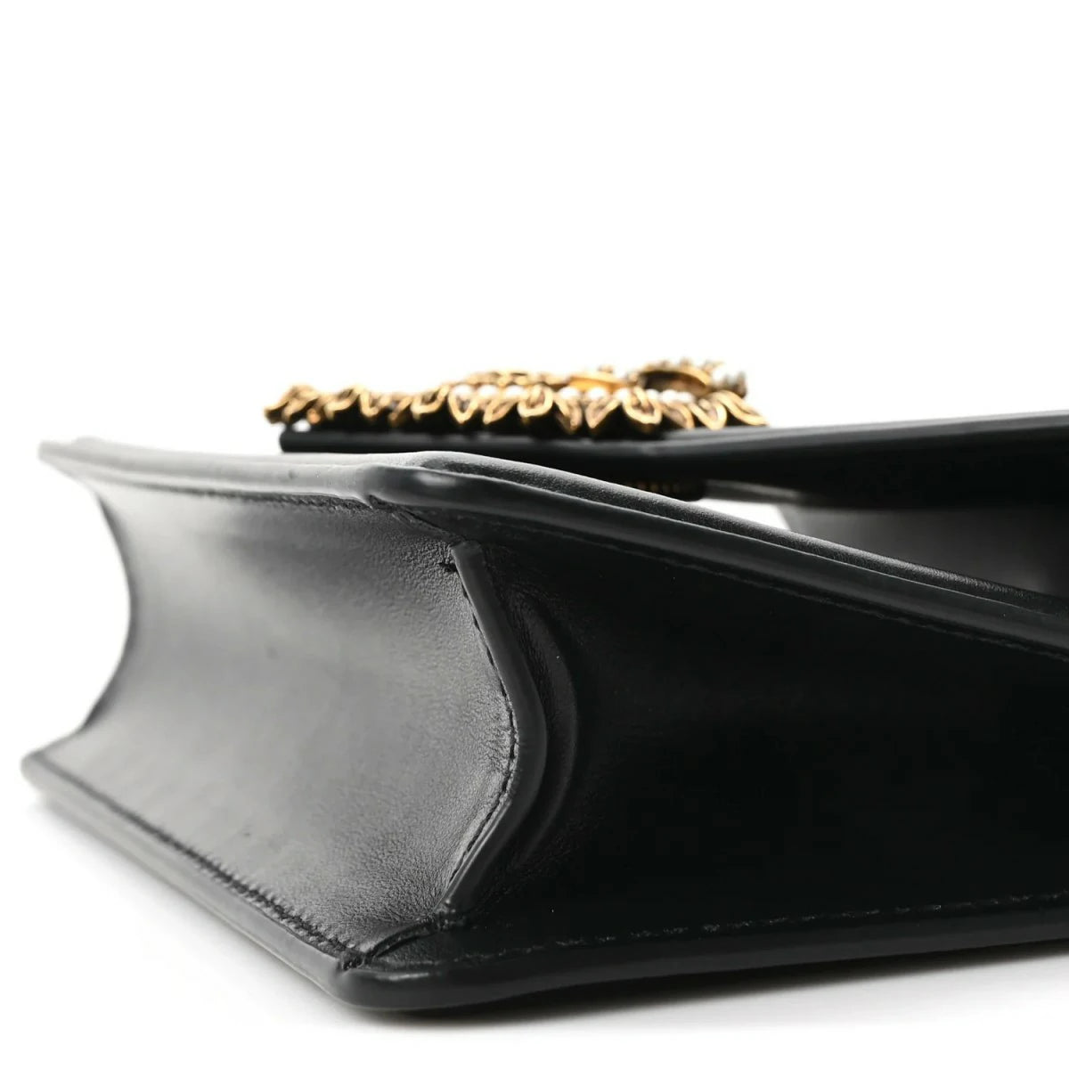 Smooth Calfskin Small Devotion Envelope Top Handle Bag Black