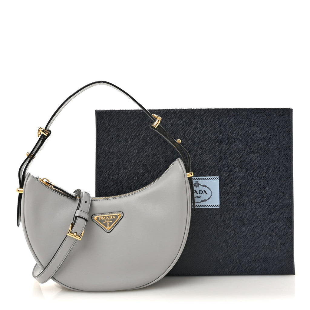 Soft Calfskin Arque Shoulder Bag Ardesia