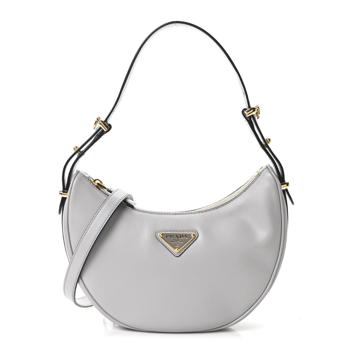 Soft Calfskin Arque Shoulder Bag Granito