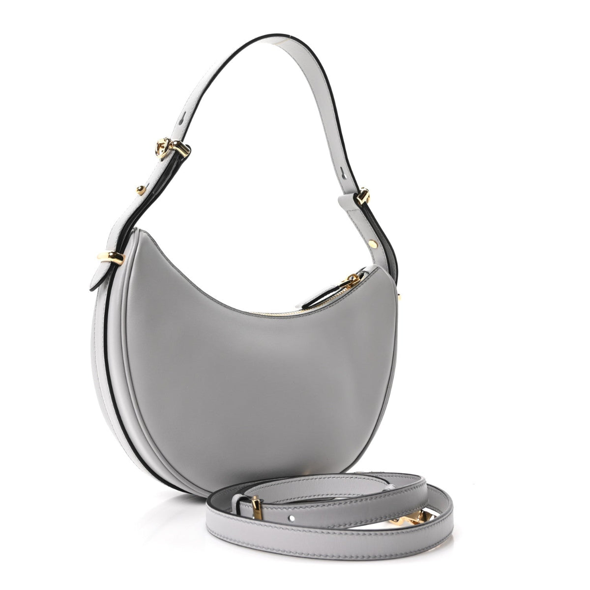 Soft Calfskin Arque Shoulder Bag Granito