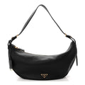 Soft Grain Calfskin Large Demi-Lune Shoulder Bag Black