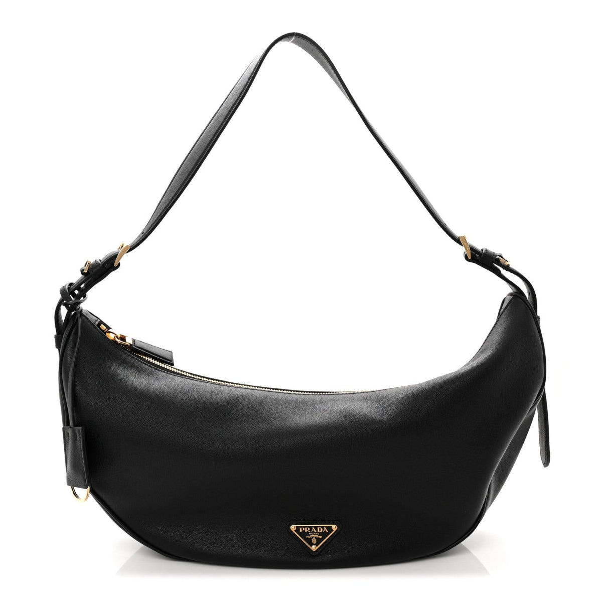 Soft Grain Calfskin Large Demi-Lune Shoulder Bag Black