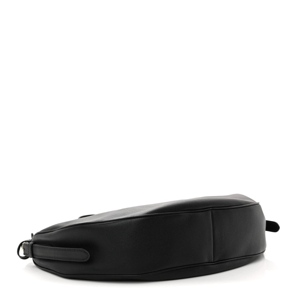 Soft Grain Calfskin Large Demi-Lune Shoulder Bag Black