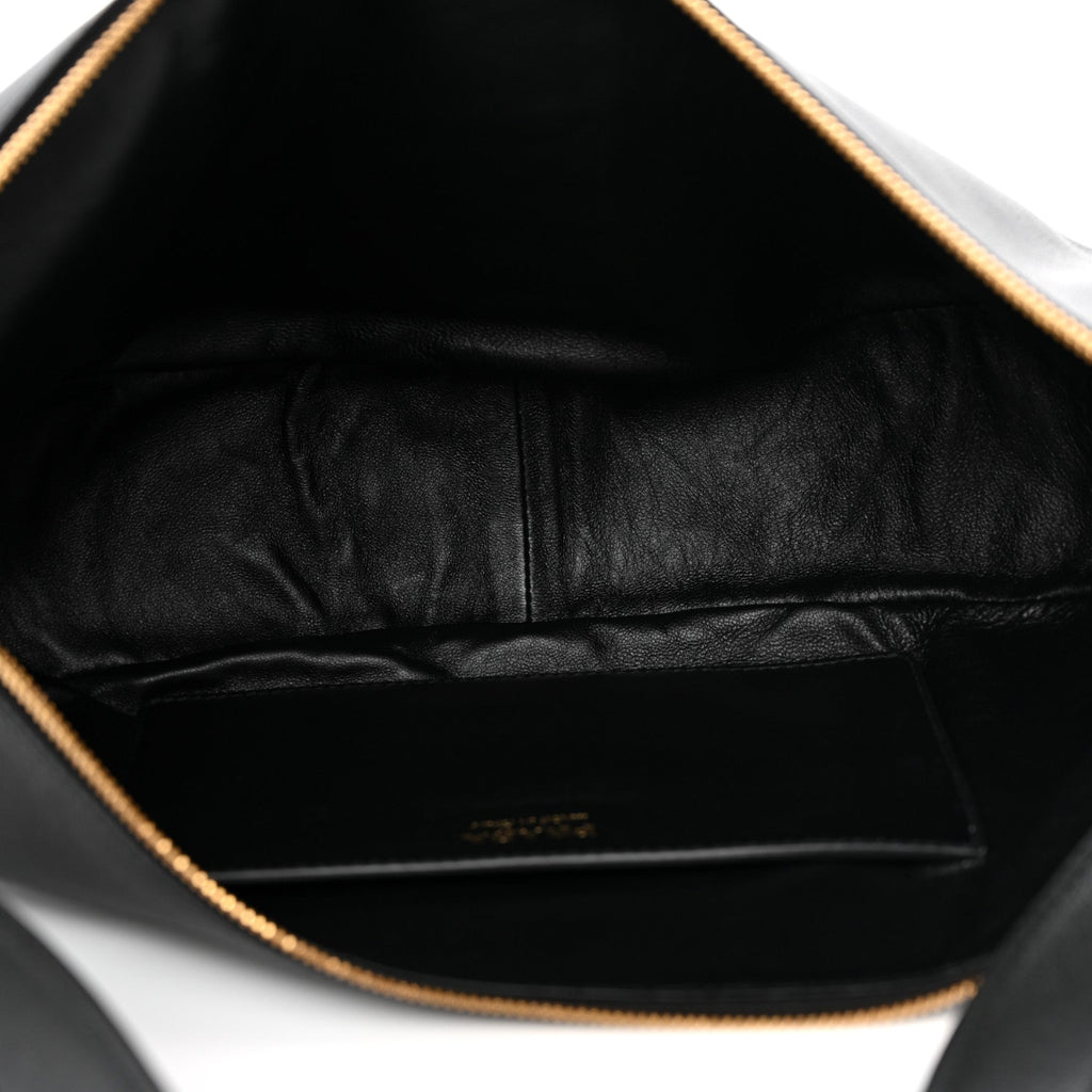Soft Grain Calfskin Large Demi-Lune Shoulder Bag Black