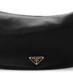 Soft Grain Calfskin Large Demi-Lune Shoulder Bag Black